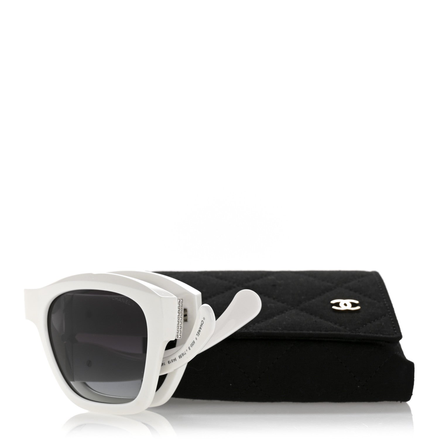 Chanel Acetate Metal Crystal Square Folding Sunglasses 6055-B