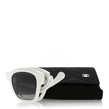 Chanel Acetate Metal Crystal Square Folding Sunglasses 6055-B White 8 of 8