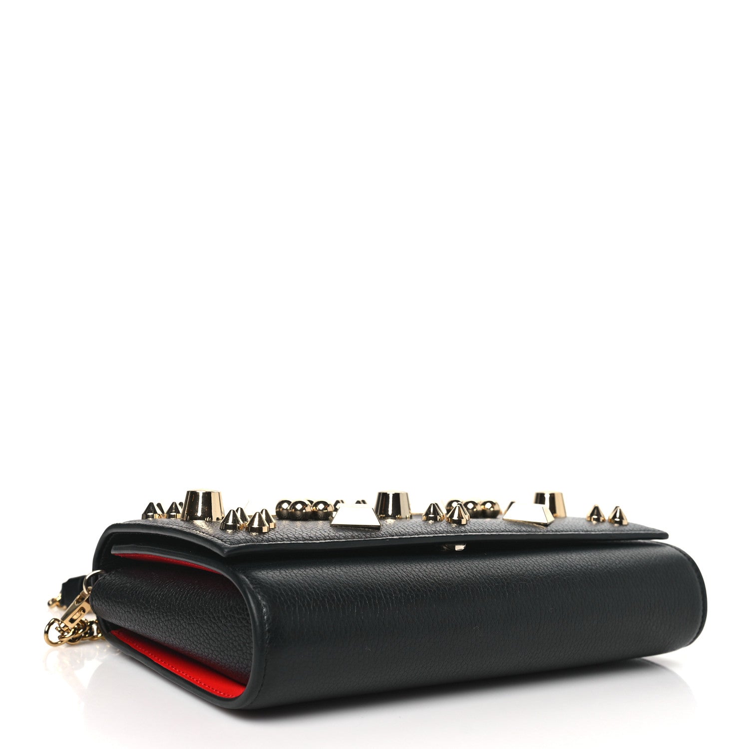 Christian Louboutin Calfskin Spikes Empire Paloma Clutch Black 4 of 11