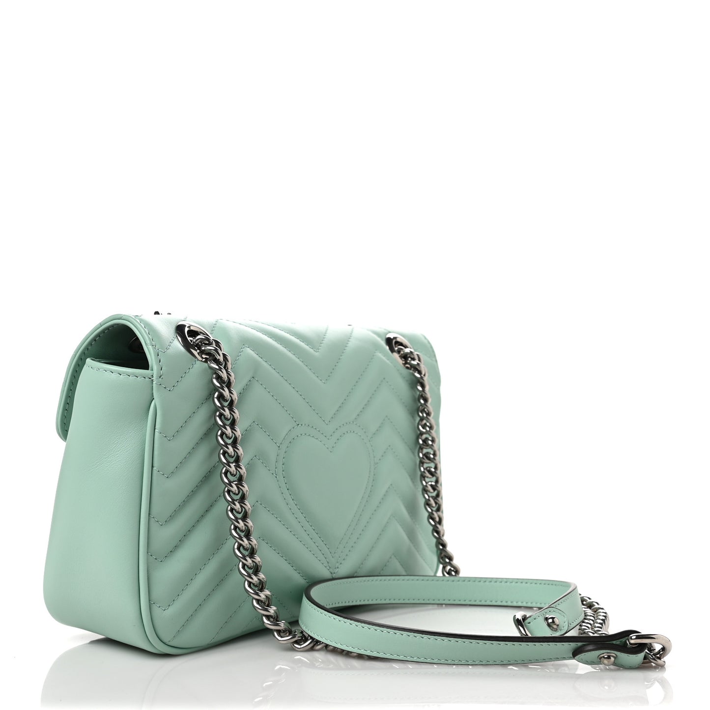 Calfskin Matelasse Small GG Marmont Shoulder Bag Water Green