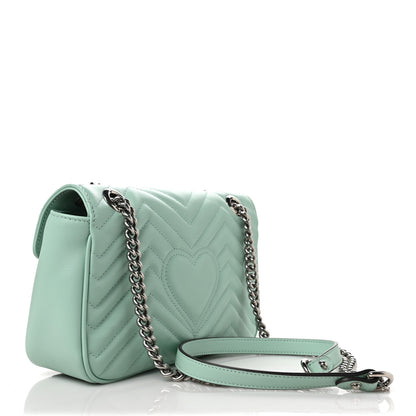 Gucci Calfskin Matelasse Small GG Marmont Shoulder Bag Water Green 3 of 7