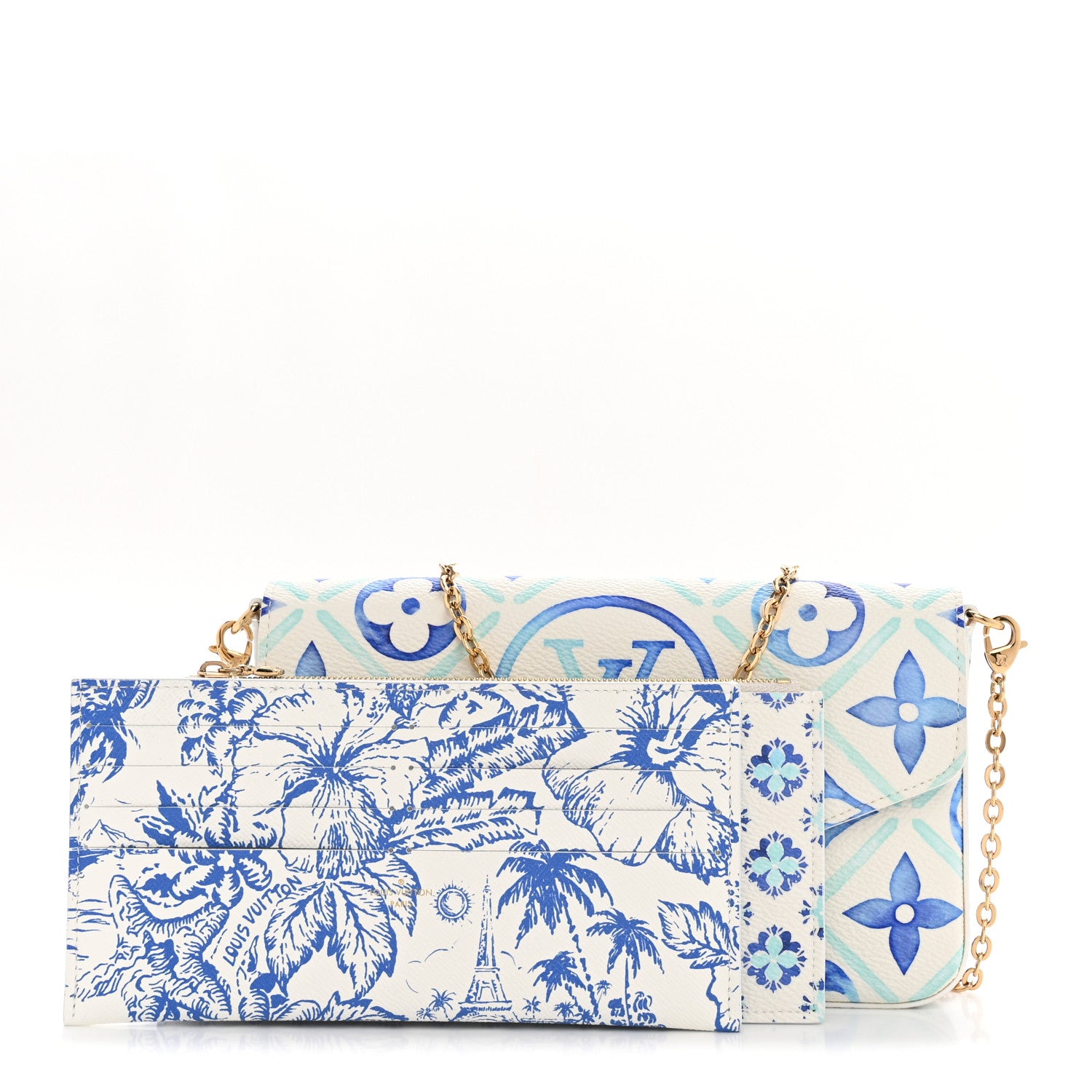 Louis Vuitton Monogram Giant By The Pool 2.0 Felicie Pochette Chain Wallet Lagoon Blue 3 of 11