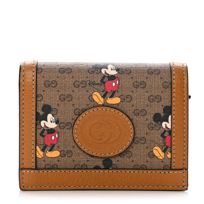 Gucci X DISNEY Mini Vintage GG Supreme Monogram Mickey Mouse Card Holder Wallet Beige Vintage Sun Oil 1 of 9