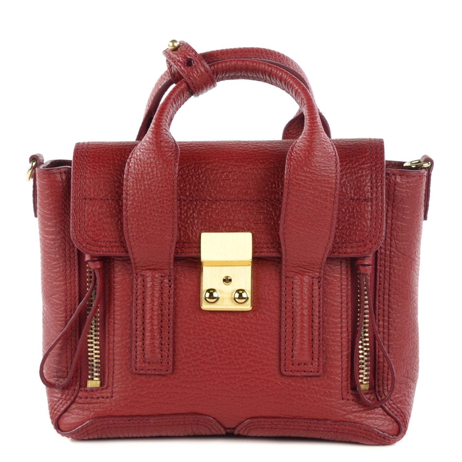 3.1 Phillip Lim 3.1 Textured Calfskin Mini Pashli Satchel Crimson 1 of 7
