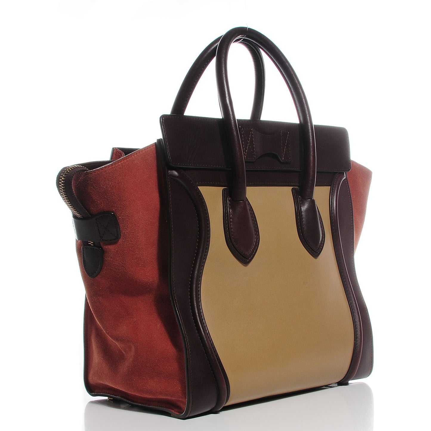 Smooth Calfskin Suede Mini Tri-Color Luggage Beige