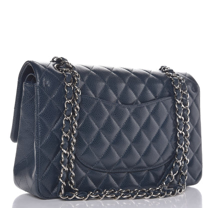 Chanel Caviar Quilted Medium Double Flap Dark Blue 6 of 11