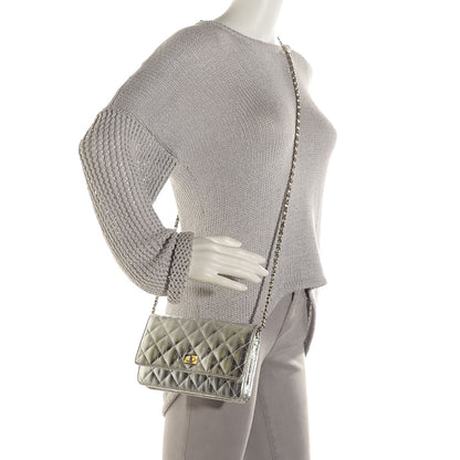 Chanel Metallic Aged Calfskin Striped Reissue Wallet On Chain WOC Silver 2 of 9