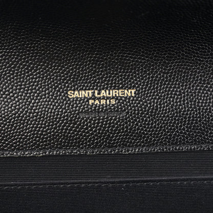 Saint Laurent Grain De Poudre Matelasse Chevron Monogram Envelope Clutch Black 6 of 8