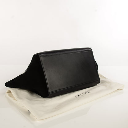 Celine Smooth Calfskin Suede Large Bi-Color Trapeze Black 4 of 8