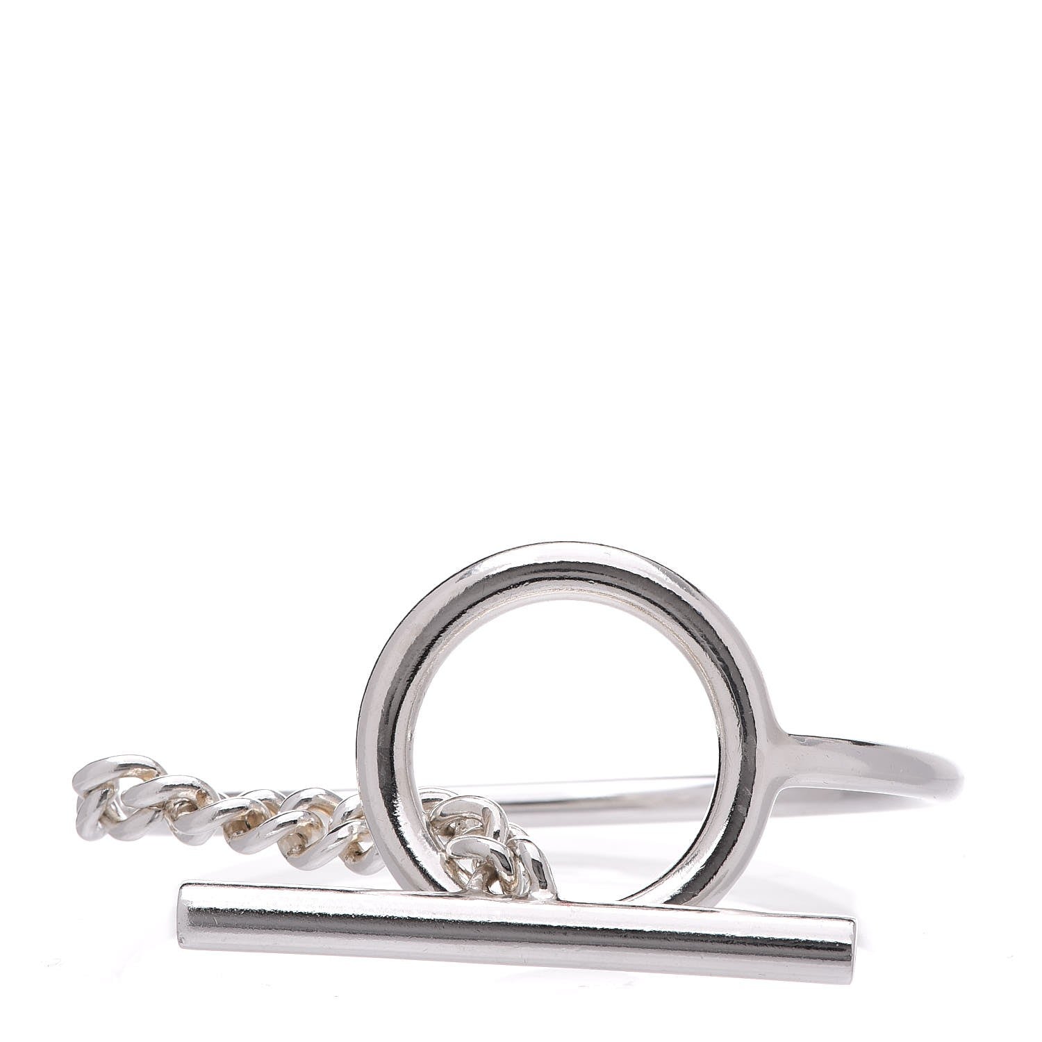 Hermes Sterling Silver Croisette Bracelet LG 1 of 6