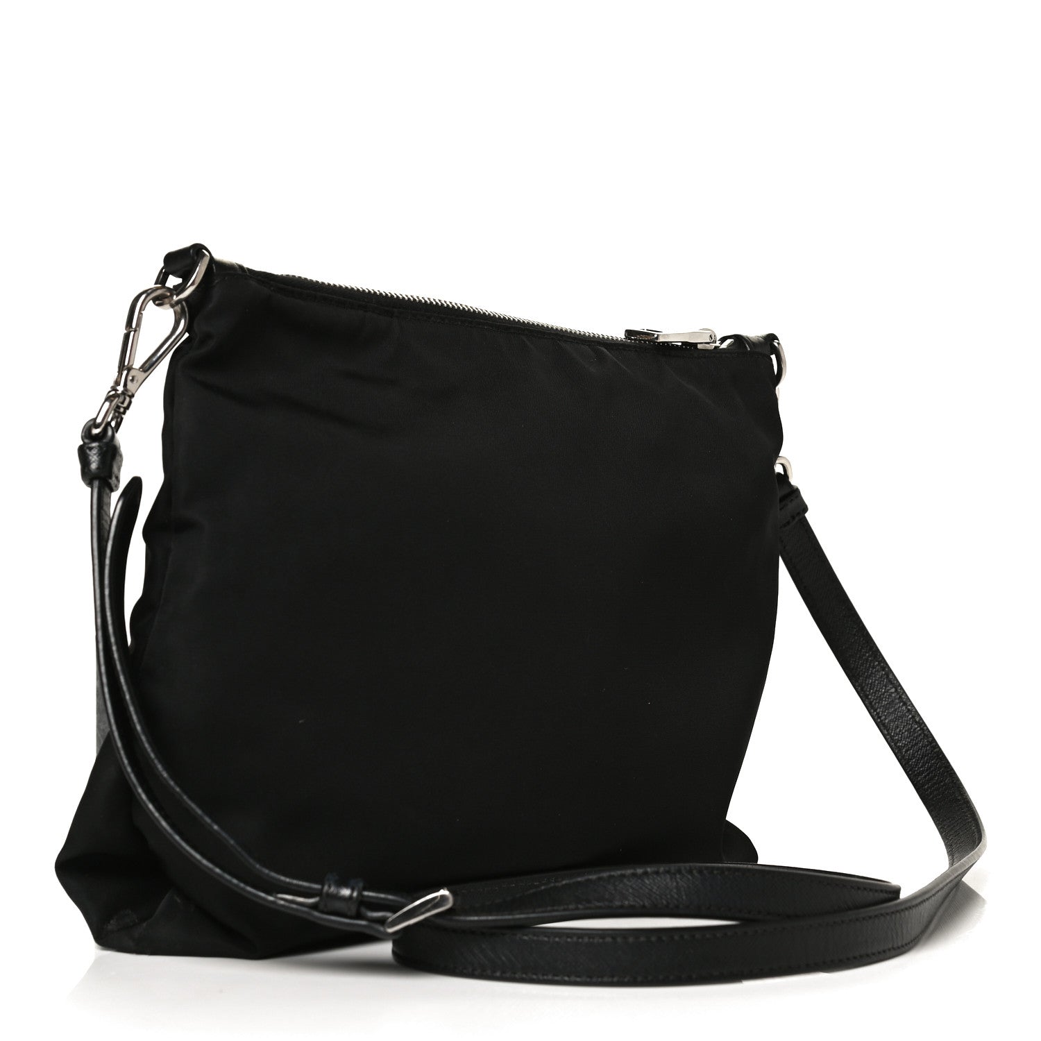 Prada Tessuto Nylon Saffiano Flat Messenger Bag Black 2 of 11