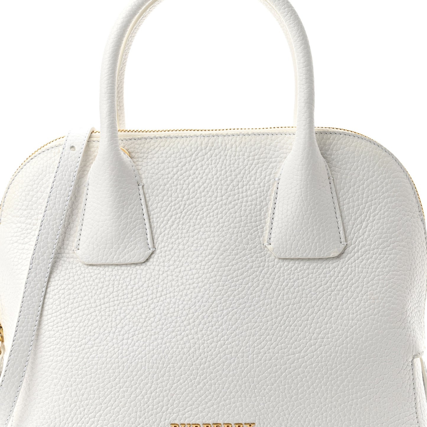 London Grainy Calfskin Small Greenwood Bowling Bag White