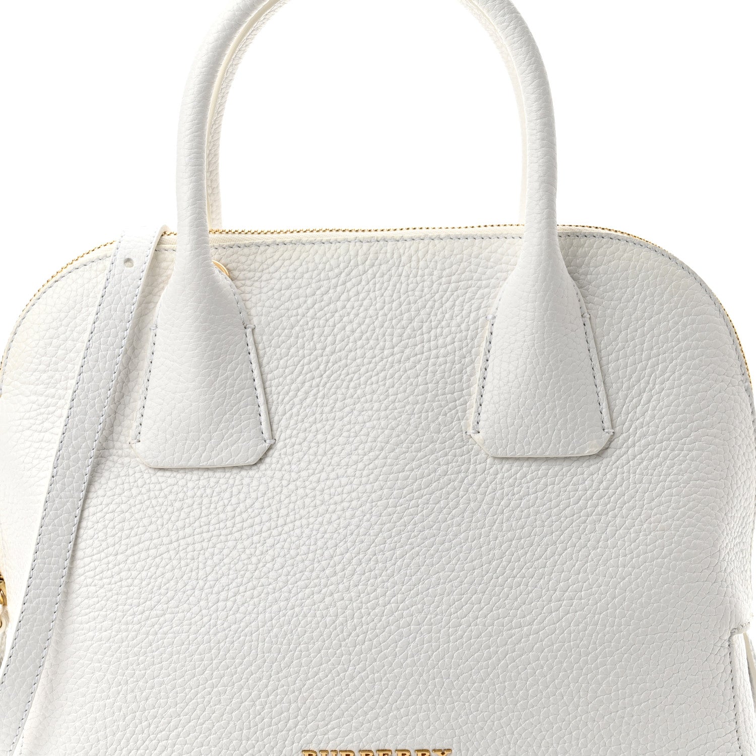Burberry London Grainy Calfskin Small Greenwood Bowling Bag White 9 of 11