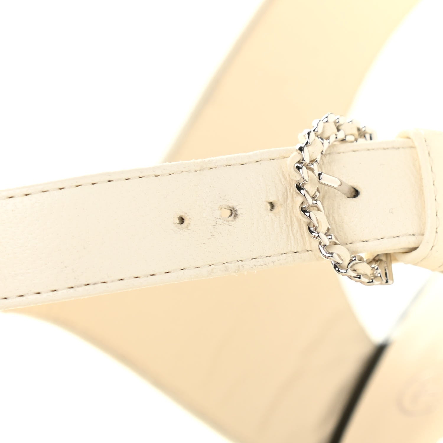 Chanel Lambskin Patent Pearl Sandals 39 White Black 10 of 12