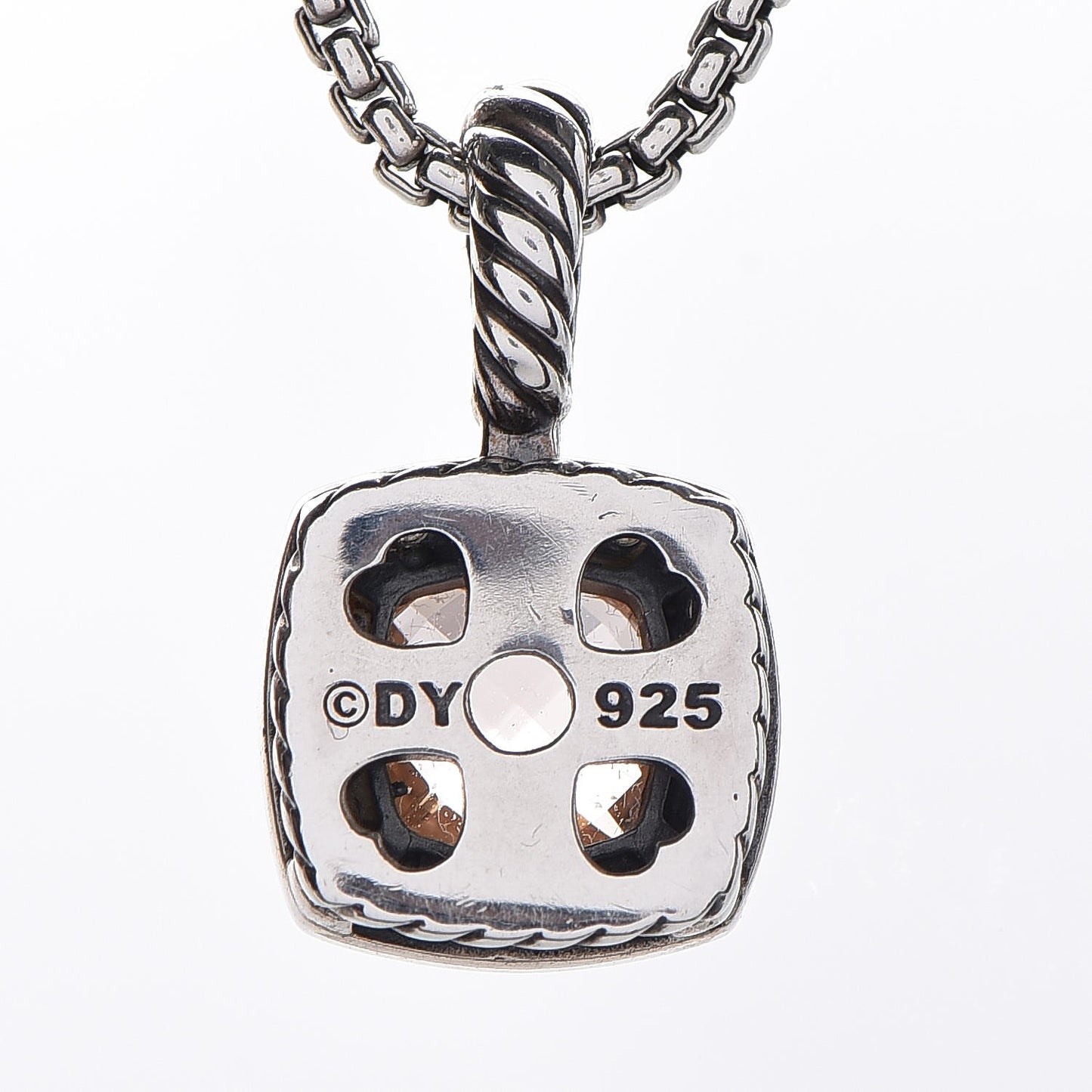 Sterling Silver Diamond Morganite 7mm Petite Albion Pendant Necklace