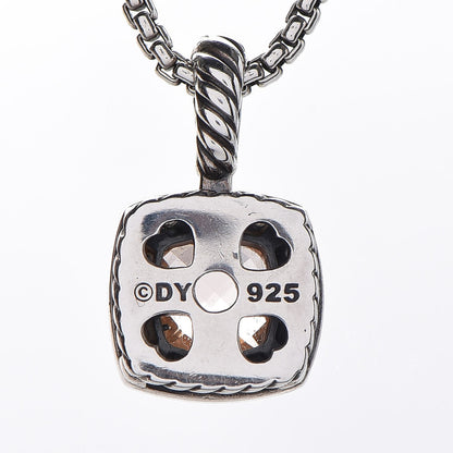 David Yurman Sterling Silver Diamond Morganite 7mm Petite Albion Pendant Necklace 4 of 7