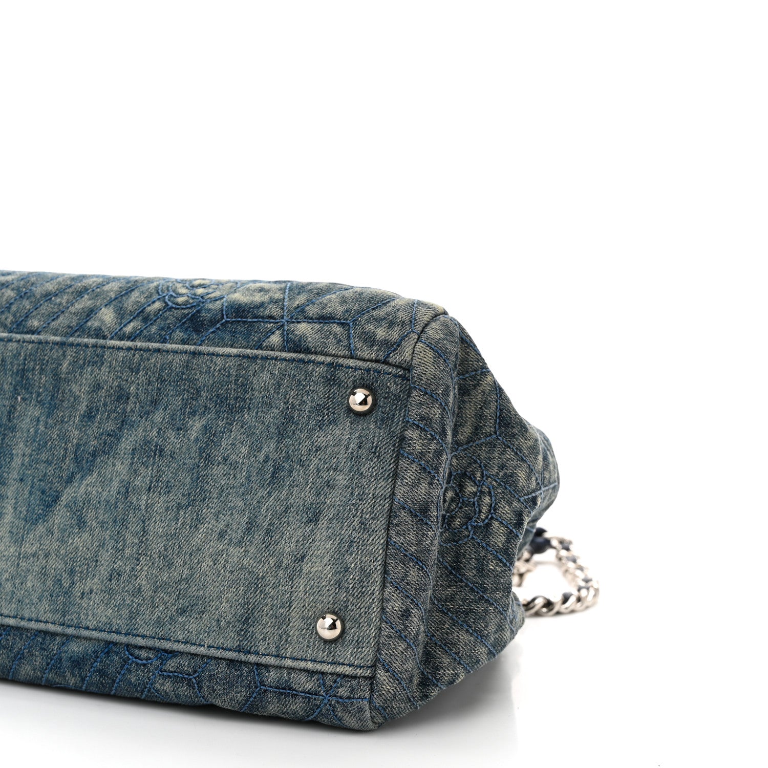 Chanel Denim Camellia Embroidered Medium Just Mademoiselle Blue 11 of 11