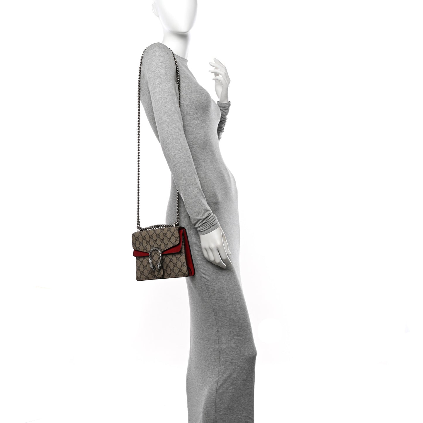 GG Supreme Monogram Mini Dionysus Shoulder Bag Hibiscus Red