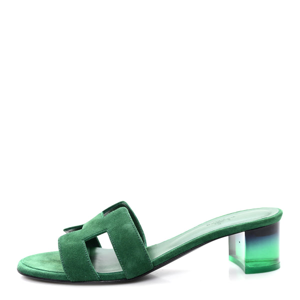 Hermes Suede Goatskin Oasis Sandals 39.5 Vert Electrique 1862441