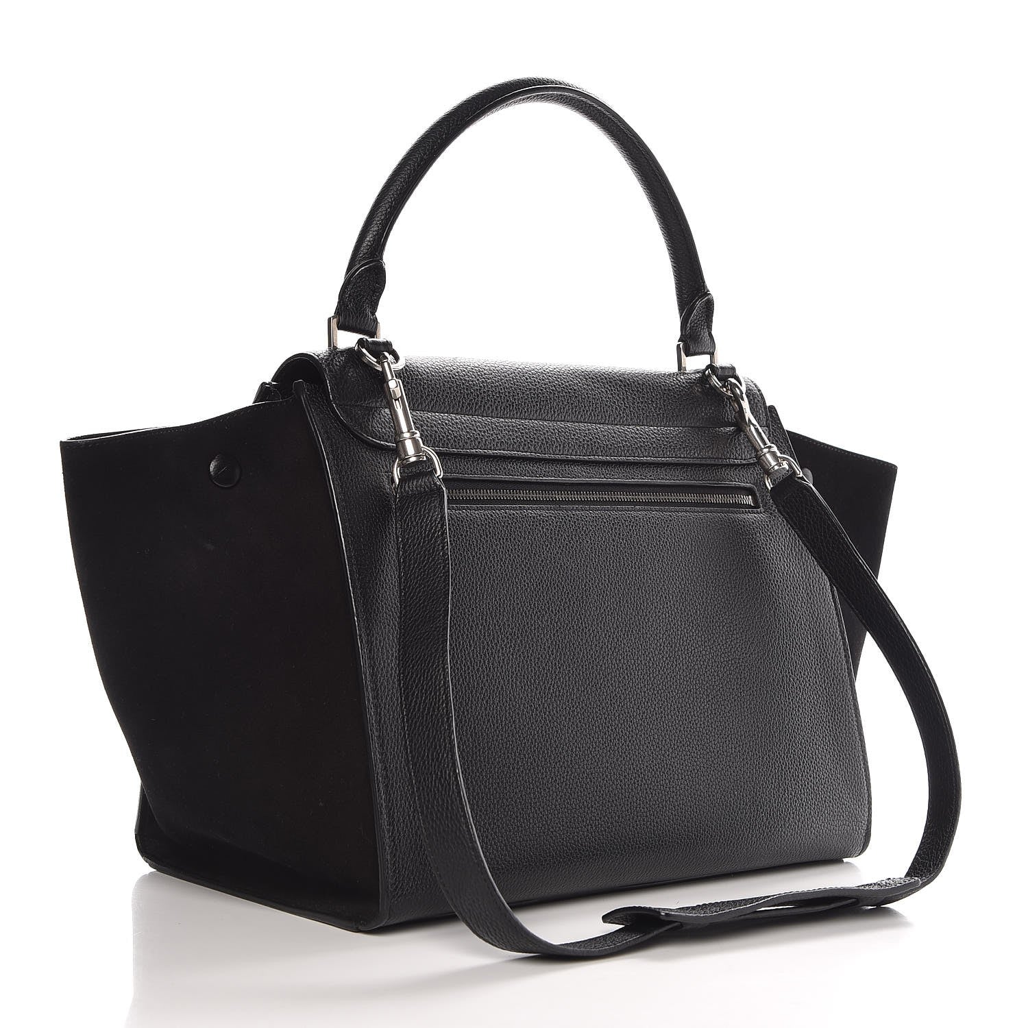 Celine Drummed Calfskin Suede Small Trapeze Black 4 of 10