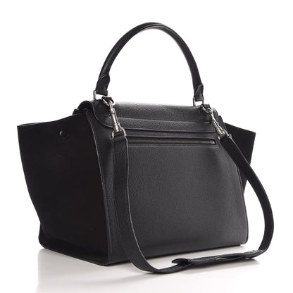 Celine Drummed Calfskin Suede Small Trapeze Black 4 of 10