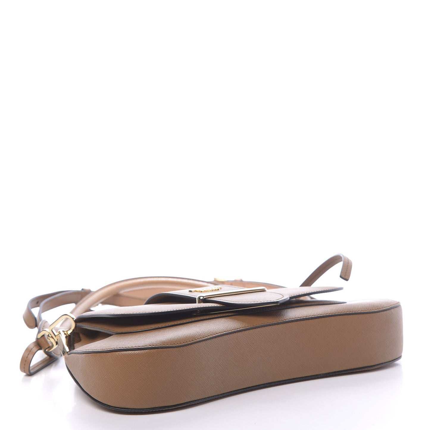 City Calfskin Saffiano Sidonie Shoulder Bag Caramel