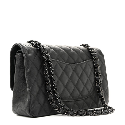 Chanel Crumpled Calfskin Quilted Medium Double Flap So Black 3 of 11