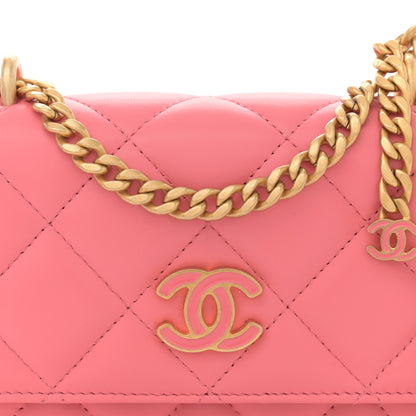 Chanel Lambskin Enamel Quilted Pending CC Clutch With Chain Pink 8 of 11