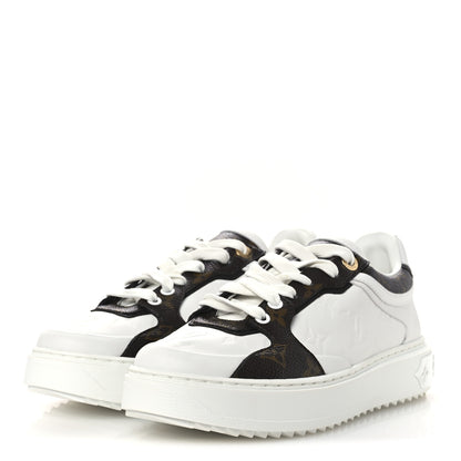Louis Vuitton Lambskin Embossed Monogram Time Out Sneakers 39 White Brown 4 of 11