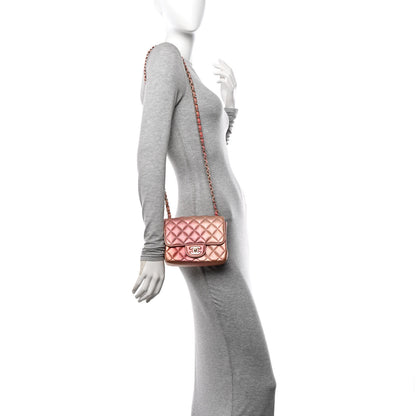 Chanel Metallic Lambskin Quilted Ombre Mini Square Flap Pink 2 of 11