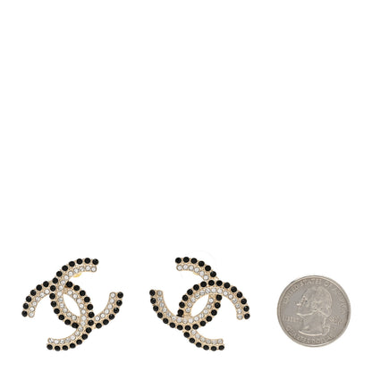 Chanel Crystal CC Earrings Black Gold 2 of 5