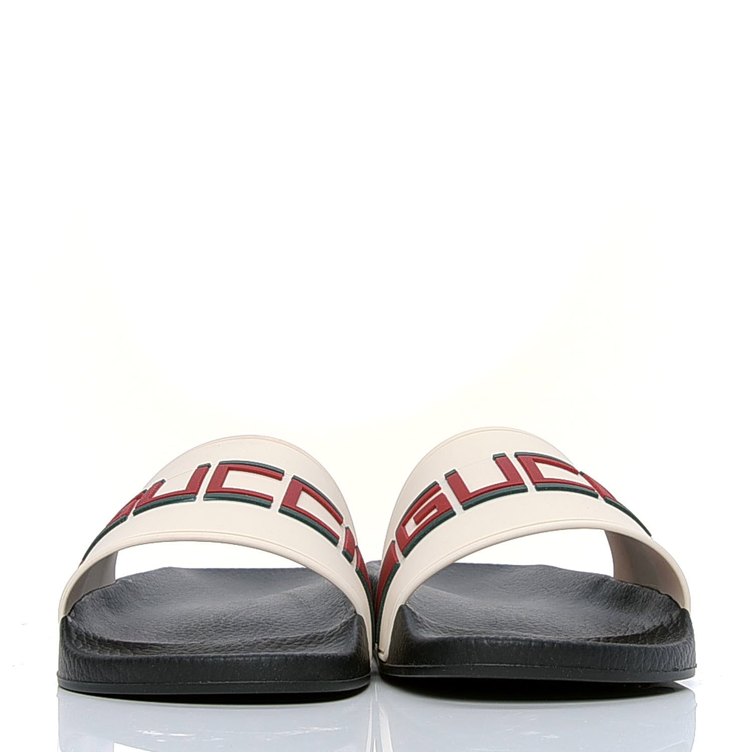 Gucci Rubber Stripe Mens Pool Slide Sandals 6 Ecru Green Red 2 of 6