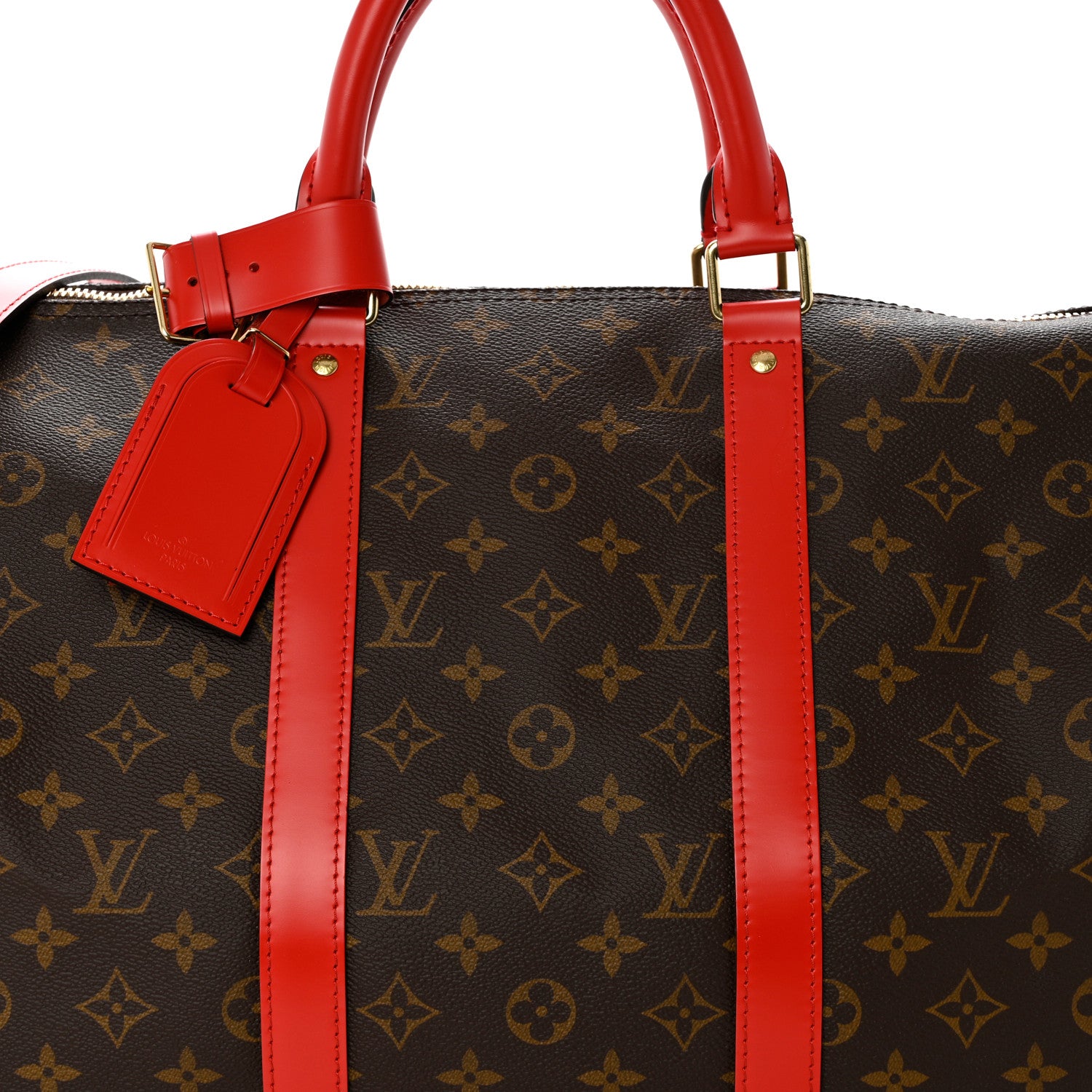 Louis Vuitton Calfskin Monogram Keepall Bandouliere 50 Coquelicot 7 of 9