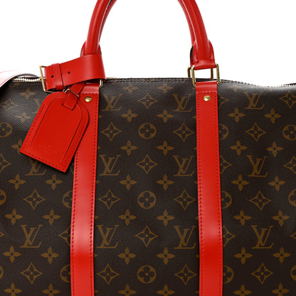 Louis Vuitton Calfskin Monogram Keepall Bandouliere 50 Coquelicot 7 of 9
