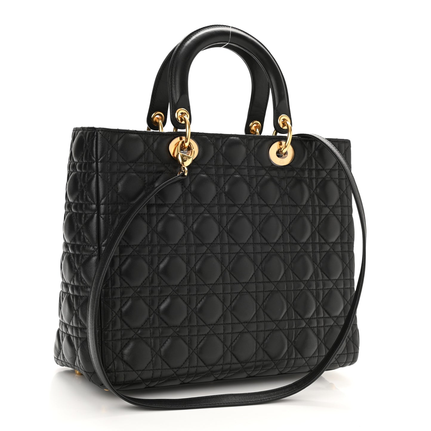 Lambskin Cannage Large Lady Dior Black