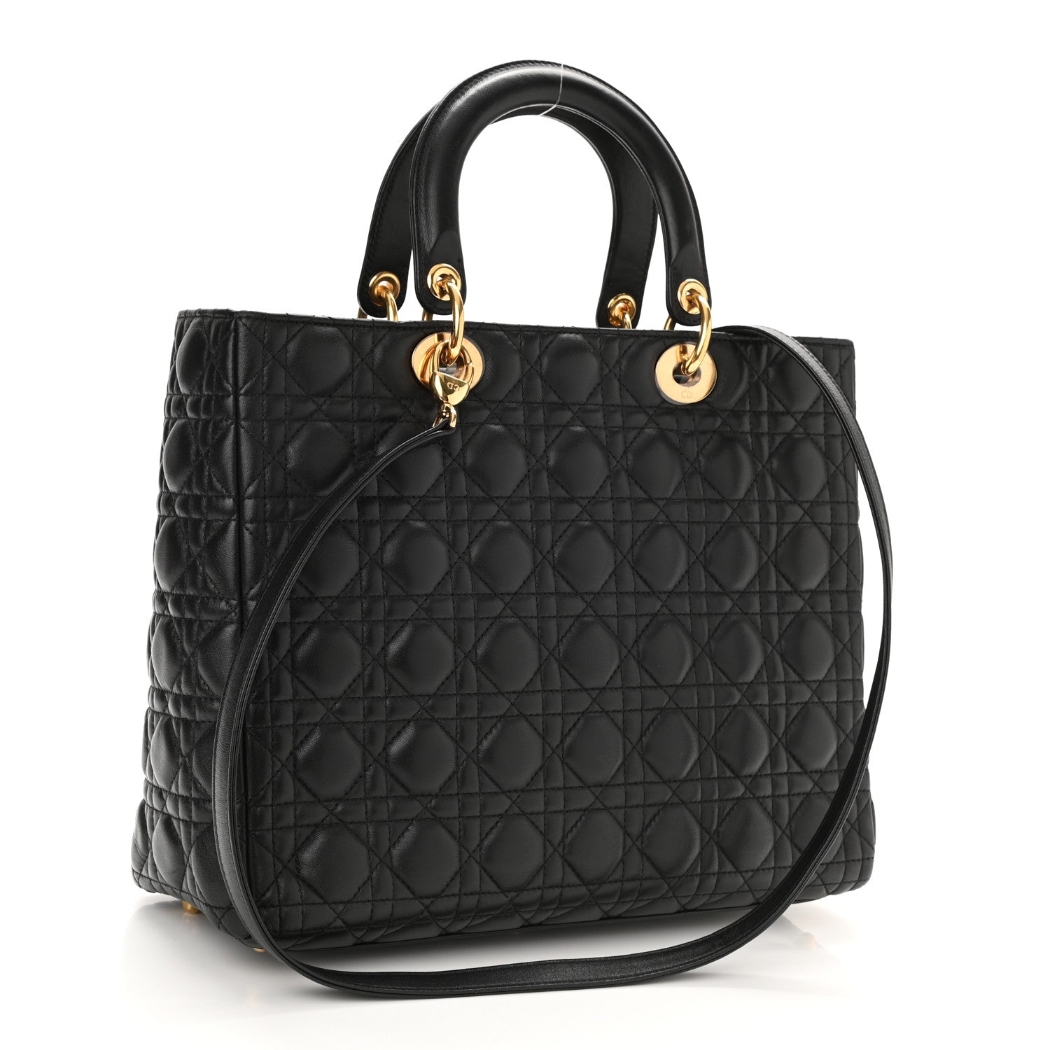 Christian Dior Lambskin Cannage Large Lady Dior Black 3 of 8