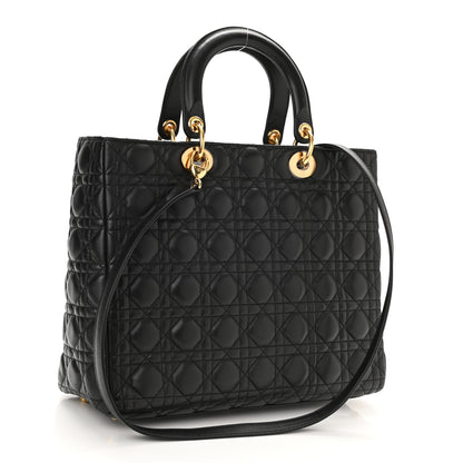 Christian Dior Lambskin Cannage Large Lady Dior Black 3 of 8