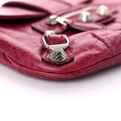 Balenciaga Agneau Giant 12 Silver Hardware Pouch Flap Clutch Pourpre 8 of 9