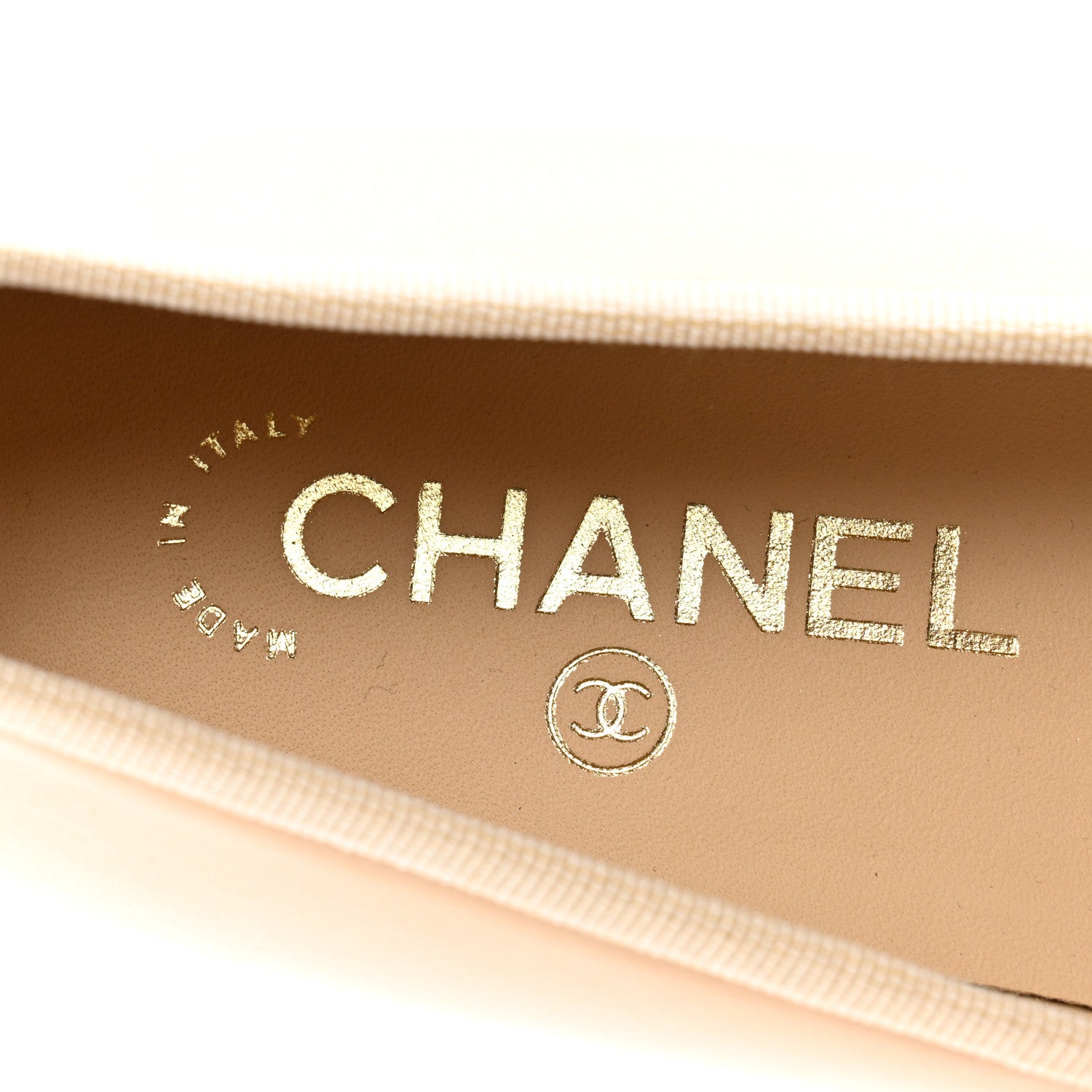 Chanel Lambskin Cap Toe CC Ballerina Flats 39 Beige Black 7 of 9