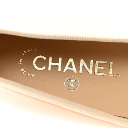 Chanel Lambskin Cap Toe CC Ballerina Flats 39 Beige Black 7 of 9