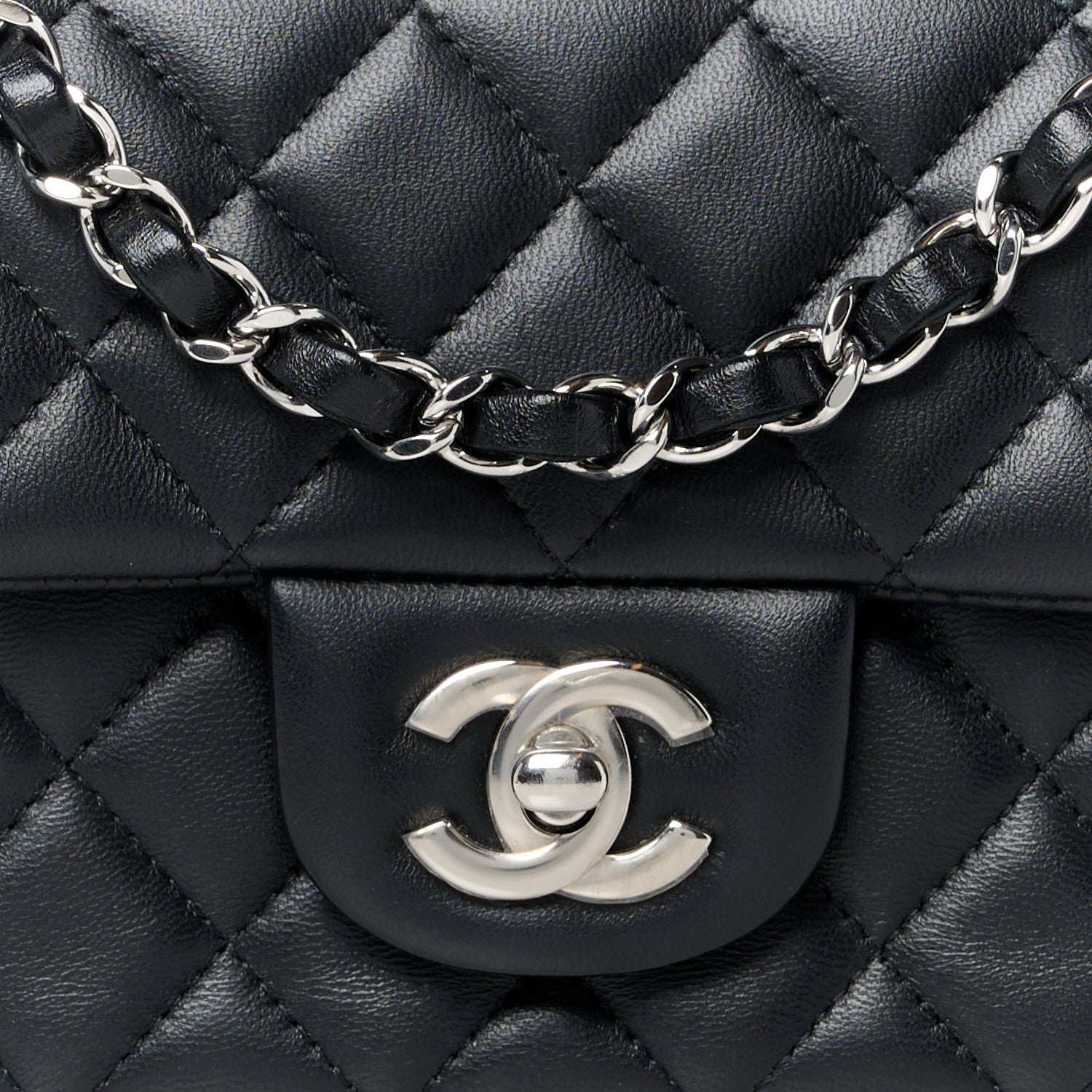 Chanel Lambskin Quilted Mini Rectangular Flap Black 9 of 12