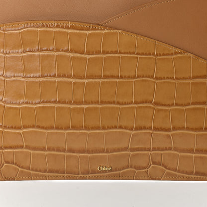 Chloe Crocodile Embossed Calfskin Walden iPad Clutch Bag Autumal Brown 9 of 9