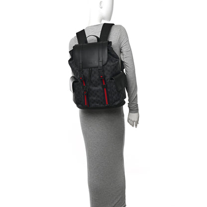 Gucci Soft GG Supreme Monogram Calfskin Web Double Buckle Backpack Black 2 of 10