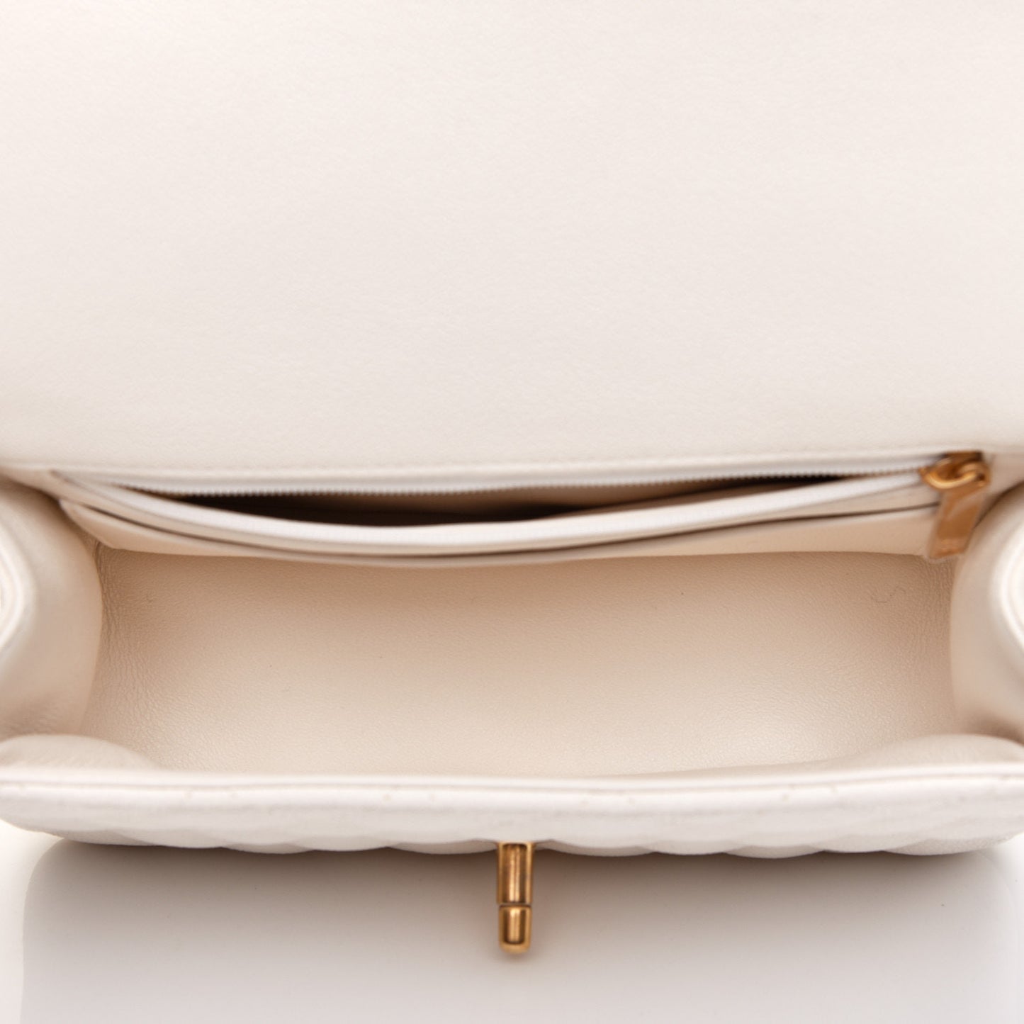 Caviar Quilted Mini Top Handle Rectangular Flap White