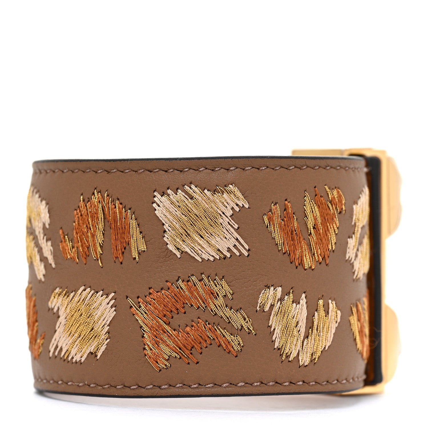 Hermes Swift Leopard Embroidered Collier de Chien CDC Bracelet T2 Alezan 3 of 8