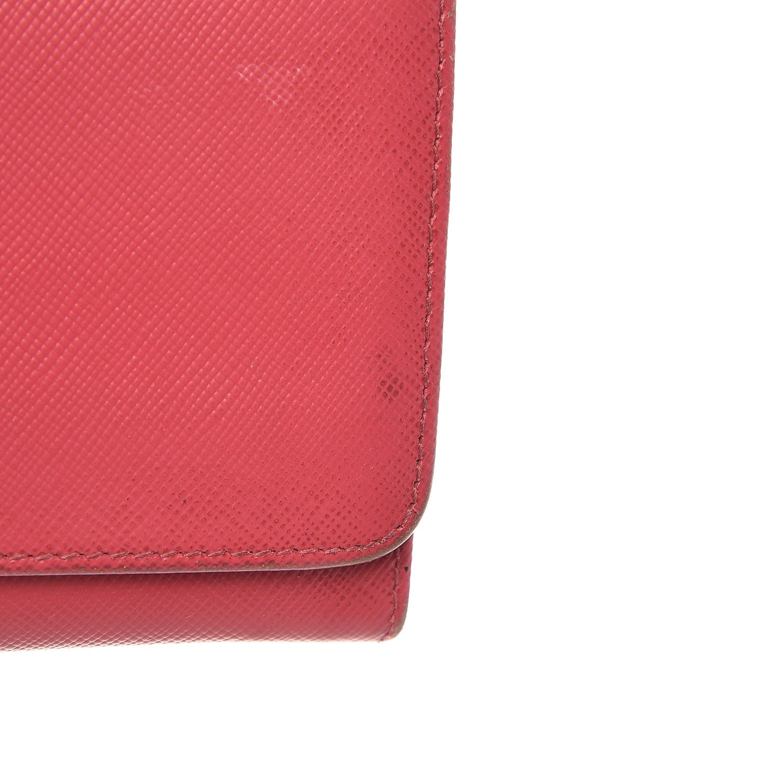 Prada Saffiano Metal Continental Flap Wallet Peonia 9 of 12