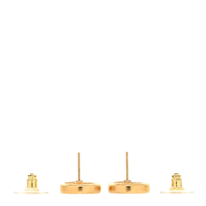 Chanel Metal Crystal Textured CC Round Earrings Gold 3 of 4
