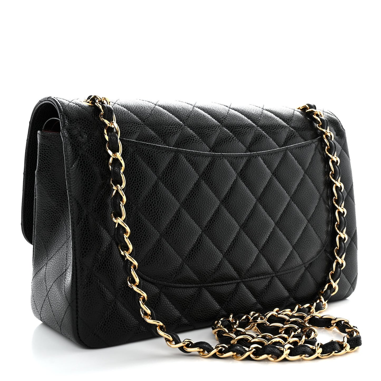 Caviar Quilted Jumbo Double Flap Black