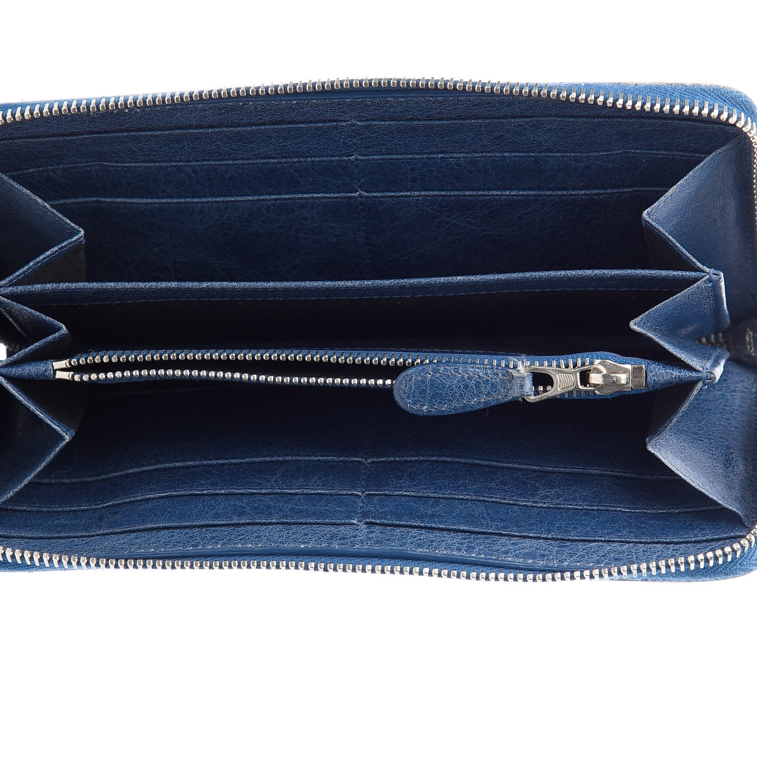 Balenciaga Agneau Giant 12 Silver Hardware Continental Zip Around Wallet Bleu Cobalt 5 of 11