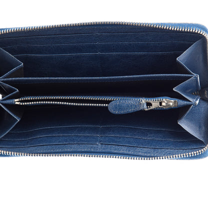Balenciaga Agneau Giant 12 Silver Hardware Continental Zip Around Wallet Bleu Cobalt 5 of 11